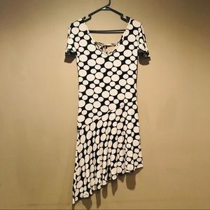 Polka dot asymmetric hemline dress